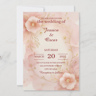 Romantic Blush Pink Waterverf Weddenschap Kaart