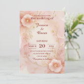 Romantic Blush Pink Waterverf Weddenschap Kaart (Staand voorkant)