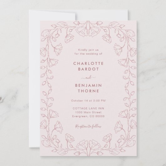 Romantic Blush Pink Weddenschap Kaart (Voorkant)