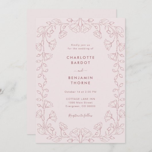 Romantic Blush Pink Weddenschap Kaart (Voorkant / Achterkant)