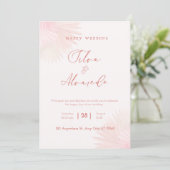 🌸 Romantic Blush Pink Wedding Invitation Kaart (Staand voorkant)