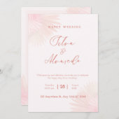 🌸 Romantic Blush Pink Wedding Invitation Kaart (Voorkant / Achterkant)