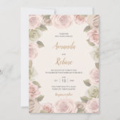 Romantic Blush Roos Weddenschap Kaart (Voorkant)