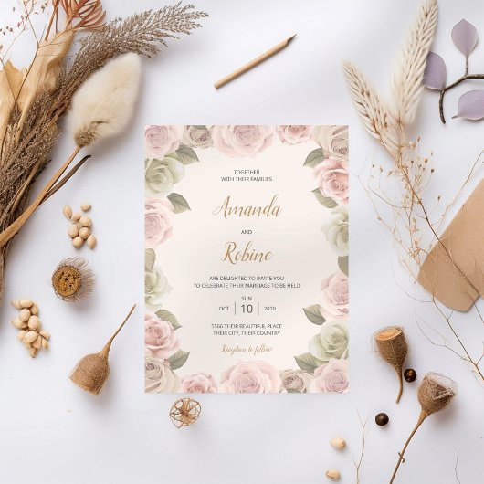 Romantic Blush Roos Weddenschap Kaart