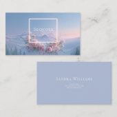 Romantic Blush Rose Floral and Misty Mountain Visitekaartje (Voorkant / Achterkant)