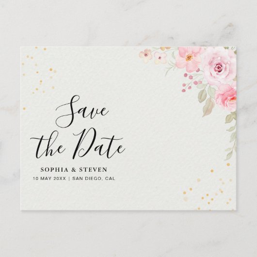 Romantic Blush Rose Wedding Briefkaart (Voorkant)