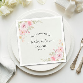 Romantic Blush Rose Wedding Servet