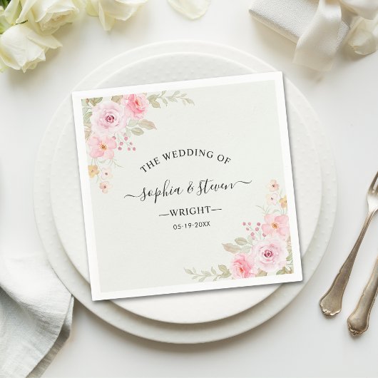 Romantic Blush Rose Wedding Servet