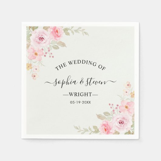 Romantic Blush Rose Wedding Servet (Voorkant)