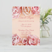 Romantic Blush Roses Elegant Weddding Kaart (Staand voorkant)