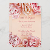 Romantic Blush Roses Elegant Weddding Kaart (Voorkant / Achterkant)