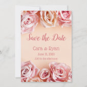 Romantic Blush Roses Elegant Weddding Save The Date (Voorkant)