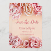 Romantic Blush Roses Elegant Weddding Save The Date (Voorkant / Achterkant)