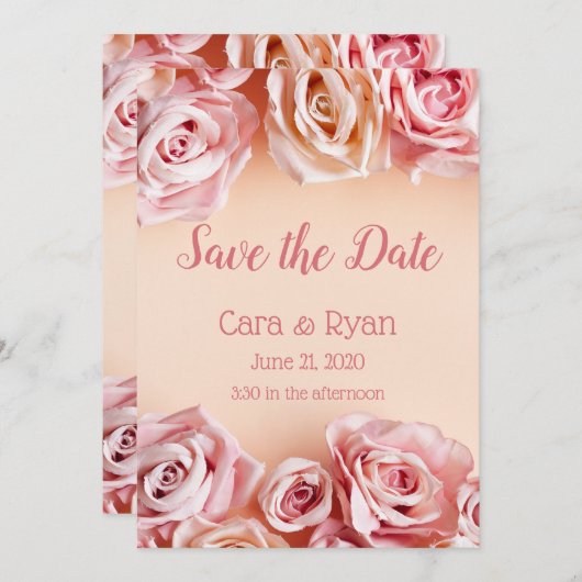 Romantic Blush Roses Elegant Weddding Save The Date (Voorkant / Achterkant)