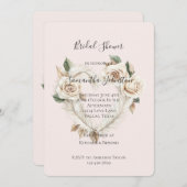 Romantic Blush Roses Feathers Heart Bridal Shower Kaart (Voorkant / Achterkant)