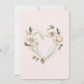 Romantic Blush Roses Feathers Heart Bridal Shower Kaart (Achterkant)