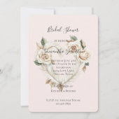 Romantic Blush Roses Feathers Heart Bridal Shower Kaart (Voorkant)