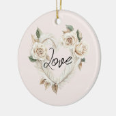 Romantic Blush Roses Feathers Heart Love Keramisch Ornament (Links)