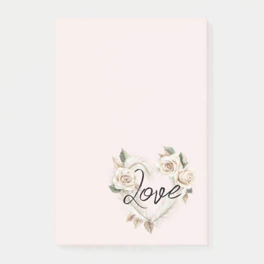 Romantic Blush Roses Feathers Heart Love Post-it® Notes (Voorkant)