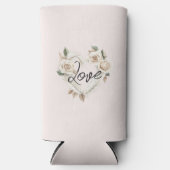 Romantic Blush Roses Feathers Heart Love Seltzer Blikjeskoeler (Voorkant)