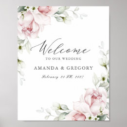 Romantic Blush rozen Roses Weddenschap Welkomsttek Poster