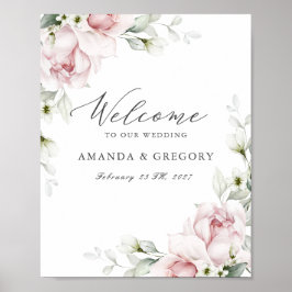Romantic Blush rozen Roses Weddenschap Welkomsttek Poster