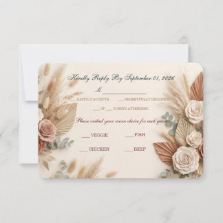 Romantic Blush Sage Wedding RSVP Kaartje