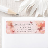 Romantic blush waterverf vlinder bruiloft etiket (Insitu)