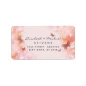Romantic blush waterverf vlinder bruiloft etiket (Voorkant)