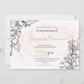 Romantic Blush with Black Florals and Photo Back Kaart (Voorkant)
