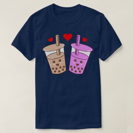 Romantic Boba Bubble Kawaii Tea Graphic Premium T-shirt (Design voorkant)