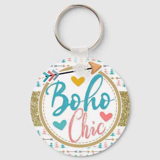 Romantic Bohemian Arrows Girly Boho Chic Sleutelhanger (Voorkant)
