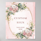 Romantic Bohemian Blush Pink Flowers Custom Sign Poster (Voorkant)