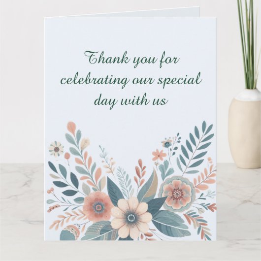 Romantic Bohemian Floral Wedding Bedankkaart (Voorkant)