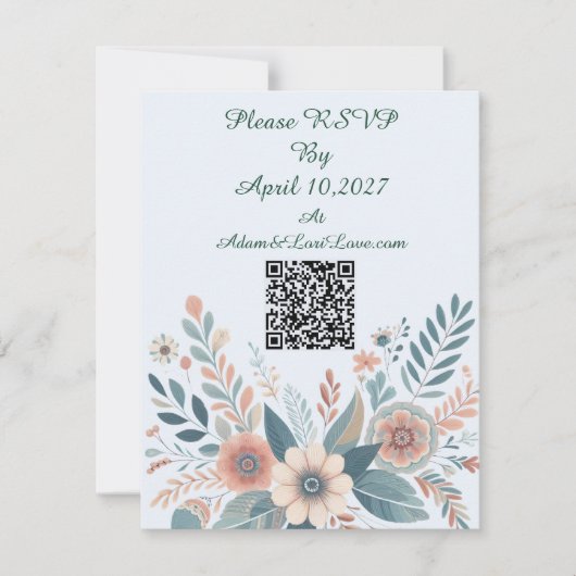 Romantic Bohemian Floral Wedding RSVP Kaartje (Voorkant)