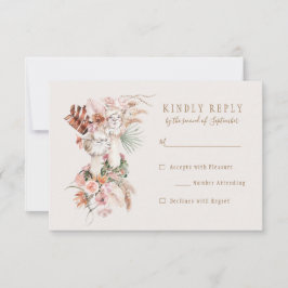 Romantic Bohemian Llama Wedding RSVP Antwoord