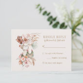 Romantic Bohemian Llama Wedding RSVP Antwoord (Staand voorkant)