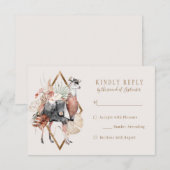 Romantic Bohemian Llama Wedding RSVP Antwoord (Voorkant / Achterkant)