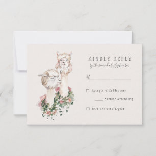 Romantic Bohemian Llama Wedding RSVP Antwoord