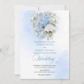 Romantic Bohemian Pale Blue Floral Gold Wedding  Kaart (Voorkant)