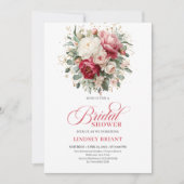 Romantic Bohemian Red White Greenery Bridal Shower Kaart (Voorkant)