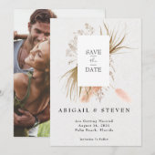Romantic Bohemian w/Pampas Grass Foto Save The Date (Voorkant / Achterkant)