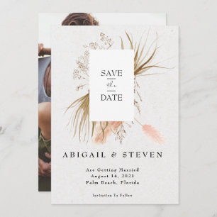 Romantic Bohemian w/Pampas Grass Foto Save The Date