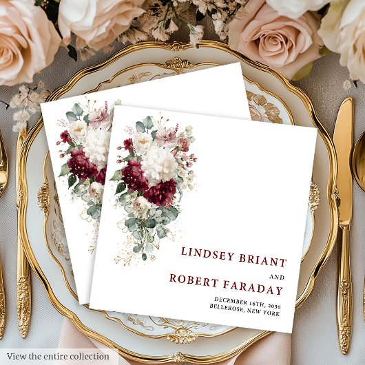 Romantic Boho Blush Gold Rose Wedding Paper Napkin Servet