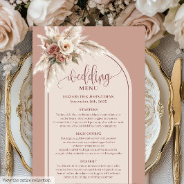 Romantic Boho Dusty Pink Pampas Floral Wedding  Menu