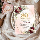 Romantic Boho Floral 80th Birthday Celebration  Kaart