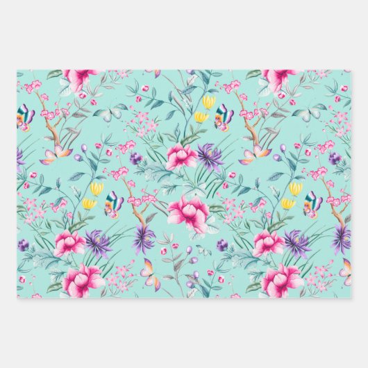 Romantic Boho Floral Print Inpakpapier Vel (Voorkant 2)