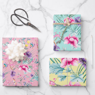 Romantic Boho Floral Print Inpakpapier Vel