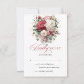 Romantic Boho Floral Red Blush RSVP Enclosure Kaartje (Voorkant)