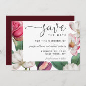 Romantic Boho Magnolia Floral Save the Date (Voorkant / Achterkant)